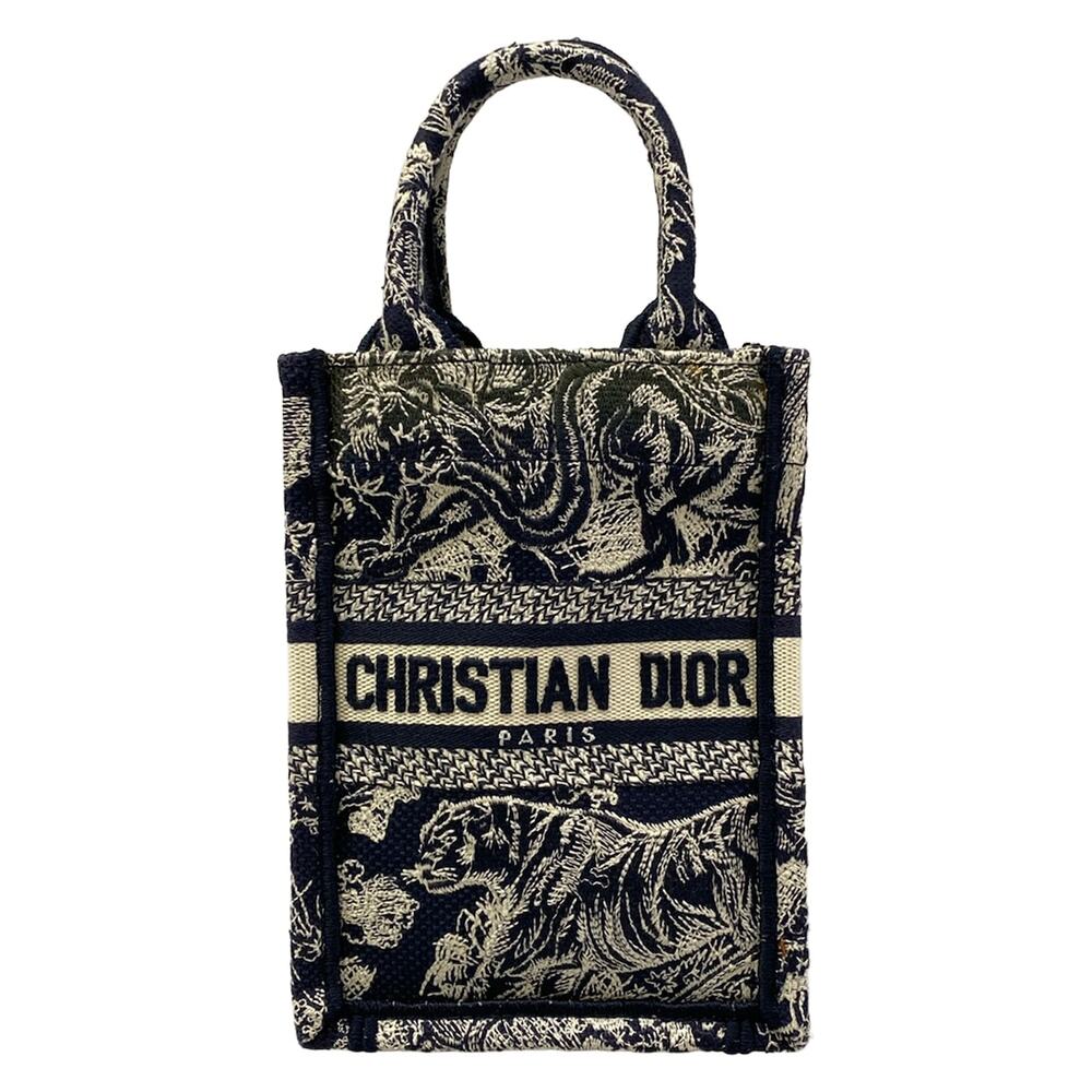 Christian Dior Book Tote Mini Phone Bag Tote Bag Dark Navy Cream